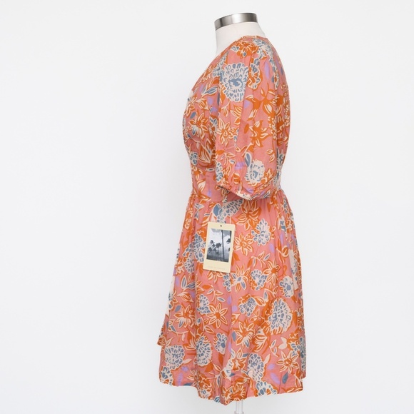 Trovata Birds of Paradis -  Gia Cotton Puff Sleeve Dress. - Picture 7 of 14